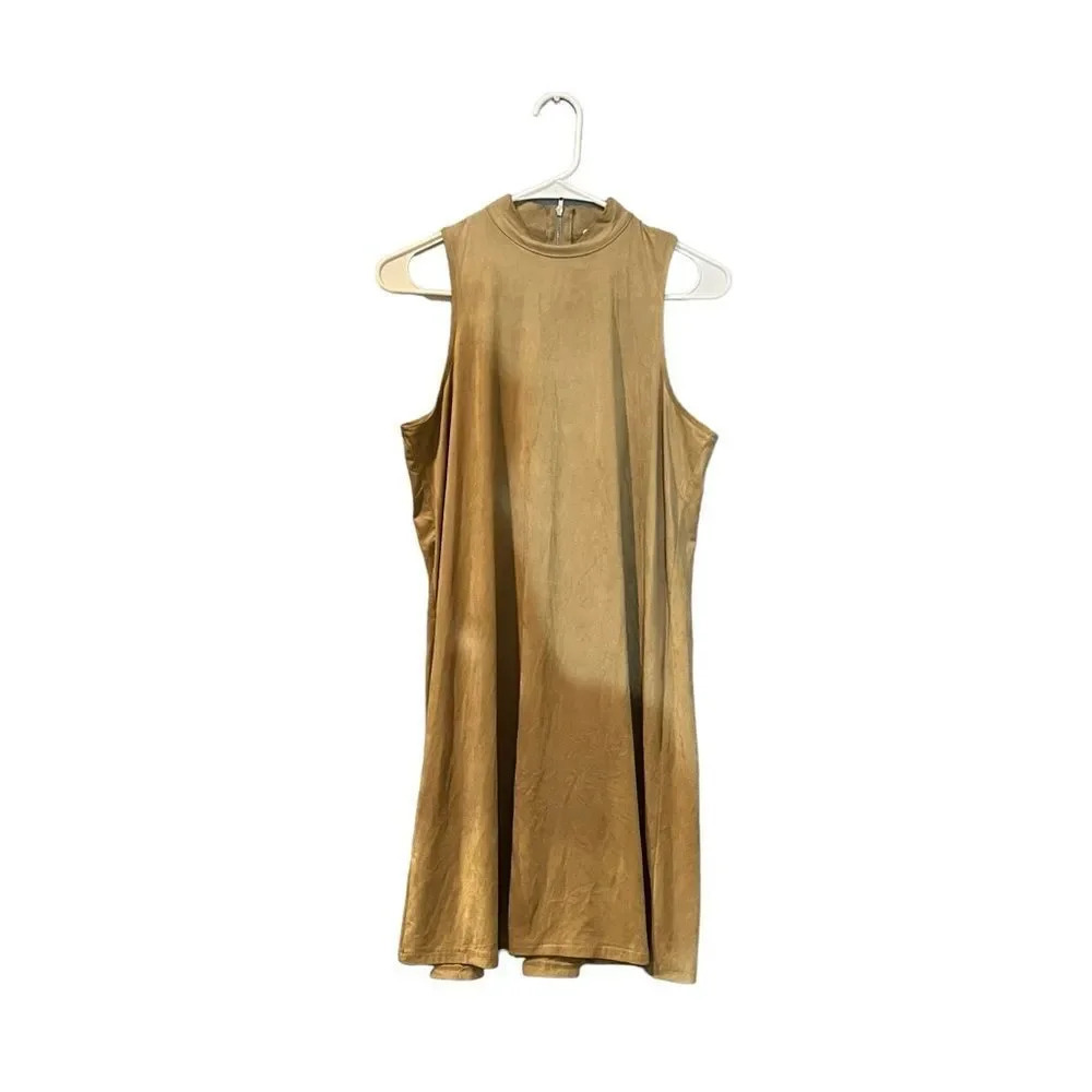 Sans Souci‎ Faux Suede High Neck Sleeveless Dress Size Medium
